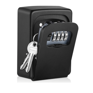 Key Lock Box Wall Mounted,4 Digit Combination Weatherproof Lockbox for Outside House,5 Keys Large Capacity Lockbox,Key Safe Security Storage Lock Box with Resettable Code for Indoor Outdoor Garage