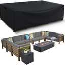 Patio Furniture Covers Waterproof, Heavy Duty 600D Outdoor Furniture Covers for Outside Sectional Sofa Set,Tear Resistance and Anti-UV, Black,126"L x 64"W x 28"H