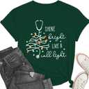 Christmas Shirts for Women Nurse Christmas Tee Shirt Christmas Light Tops Christmas Nurse Vacation Tee (Green, M)