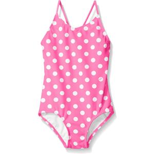 Kanu Surf Girls' Daisy Beach Sport one Piece Swimsuit (Size 7, Suzie Pink Dot)