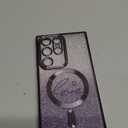 for Samsung Galaxy S23 Ultra Case Magnetic,for Women Girl Soft Cute Luxury Love Heart Plating Bling Gradient Glitter Phone Case Compatible with MagSafe Clear Shockproof Back Cover 6.8-Purple