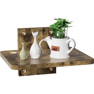 WALI Floating TV Shelf, 1 Tier Projector Shelf for DVD Player, Routers, Game Console, Cable Boxes, Living Room Decor Accessories, Wall Mount Shelves Holds Up to 22lbs(CS201NC), 1-Shelf, Vintage Brown