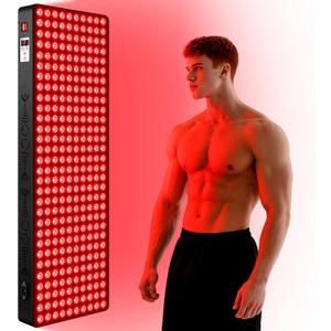 Red Light Therapy for Body, 660nm 850nm Near Infrared Light Therapy Panel, 300 Dual Chip LED Device with 1500W of Power, Ideal for Body, Face, Improve Sleep, Skin Health, Includes Hanging Kit & Handle