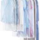 Carbrea Translucent Garment Bags for Hanging Clothes - Frosted Clothes Storage Bags for Suits, Dresses, Closet Storage - 10 Pack