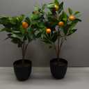 2Ft Artificial Orange Trees, 2 Packs Large Artificial Plants Indoor with Black Pots Faux Potted Citrus Trees Fake Floor Plants Lemon Decorations for Home Living Room Office, Bedroom Table, Desk