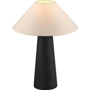 Globe Electric Novogratz x 18" Ceramic Table Lamp, Matte Black, Off-White Tapered Fabric Shade, in-Line Rocker Switch, 5 Ft. Clear Cord, Home Office, Desk, Living Room