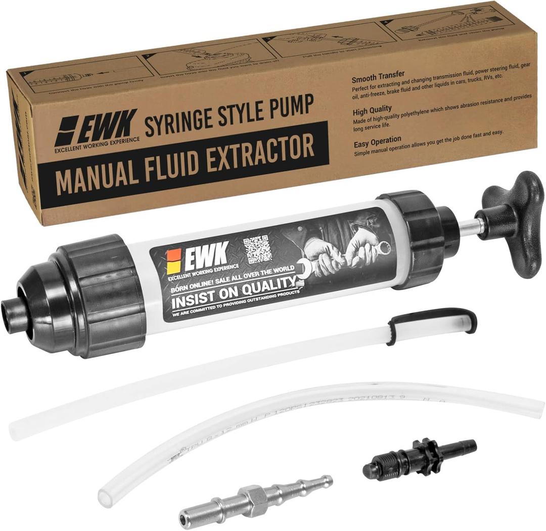 EWK 350cc Automotive Fluid Syringe Extractor with Hose for Car Fluid Extraction