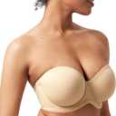HSIA Strapless Bras for Large Bust Women Convertible Bra for Heavy Breast Strapless Bra Supportive Underwire (Beige, 40D)