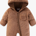 Infant Snowsuit Newborn Bear Outfit Baby Girls Boys Winter Clothes Warm Fold Over Mittens Footies Romper, 6-9 months