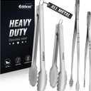 Tongs For Cooking - Heat Resistant 600 Degrees, All Metal Kitchen Tweezers Tongs, Heavy Duty Stainless Steel Cooking for Food, Grill, BBQ, Dishwasher safe Set of 4 (12" & 9in)
