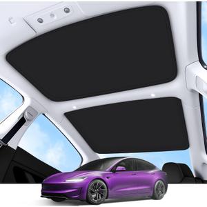 2026 Upgrade Sunshade Roof for Tesla Model 3 Highland 2022-2026 [No-Gap/Sag-Free] Heat Insulation Glass Roof Sunshade Sunroof for Tesla Model 3 Accessories 2026 2025 2024 202 2022 Black