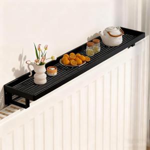 2 PCS Floating Metal Radiator Shelf, Maximize Space Storage Rack with 22 Lbs Load Capacity, No Drilling Radiator Cover for Home(Black,50cm/20in)