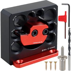 Dowel Maker Jig Kit 5/16-3/4inch 8 Holes Adjustable Dowel Maker Cutter Aluminum Alloy Electric Drill Milling Dowels Round Rod Sticks Makers Jig Auxiliary Tool for Round Rod Sticks Woodworking(B)