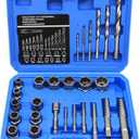 Screw Extractor Set, 26 Pieces Bolt Extractor Kit & Left Hand Drill Bit Kit, Easy Out Bolt Extractor Set with Hex Adapter for Broken, Damaged, Rusted, Rounded-Off Bolts, Nuts & Screws