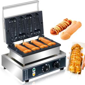 Commercial Strange Shape Waffle Machine 4 PCS Non Stick Penis Waffle Iron 1600W Stainless Steel Hot Dog Sausage Baker, for Restaurant, Snack Bar Dessert Shops