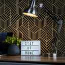 CiCiwind Geometric Wallpaper Peel and Stick Wallpaper Black and Gold Striped Hexagon Wallpaper Removable Self Adhesive Wall Paper Textured Contact Paper for Bedroom Bathroom Walls 15.7"x393"