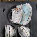 12-Piece Bone China Dinnerware Set for 4, Vintage Turquoise Peacock Floral Plates and Bowls with Hand-Painted Gold Trim, Oriental Tableware, Dishwasher Safe for Daily & Formal Occasions