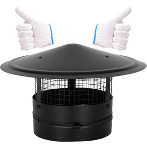 10Inch Chimney Cap,6/7/8/10 Inch Adjustable Stainless Steel Chimney Cap,304 Steel Round Rain Cover with Mesh Screen,Universal Cone Top Roof Cap for Wood/Oil Stove Vent,Weatherproof & Easy Installation