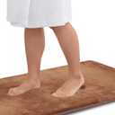 Memory Foam Bath Mat Non Slip Absorbent Super Cozy Velvet Bathroom Rug Carpet (17 inches X 24 inches, Brown)