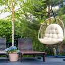 Egg Chair Cushion for Outdoor Patio Swing Hammock Furniture, Waterproof | Button tuft, straps, thick, large, waterproof cover, pp cotton inner, indoor & outdoor swing cushion for porch yard, 48x32x7