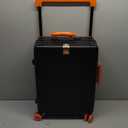Aluminium Frame Carry on Luggage with Smooth Jelly Wheels, Hardside Zipperless Rolling Suitcase with TSA Lock (Black, 21-Inch)