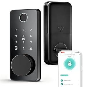 IBLOG Smart Door Lock, Fingerprint Keyless Entry Deadbolt App Control, Touchscreen Keypad, Auto Lock, IP54 Waterproof, Electronic Digital Door Lock for Front Door and Bedroom
