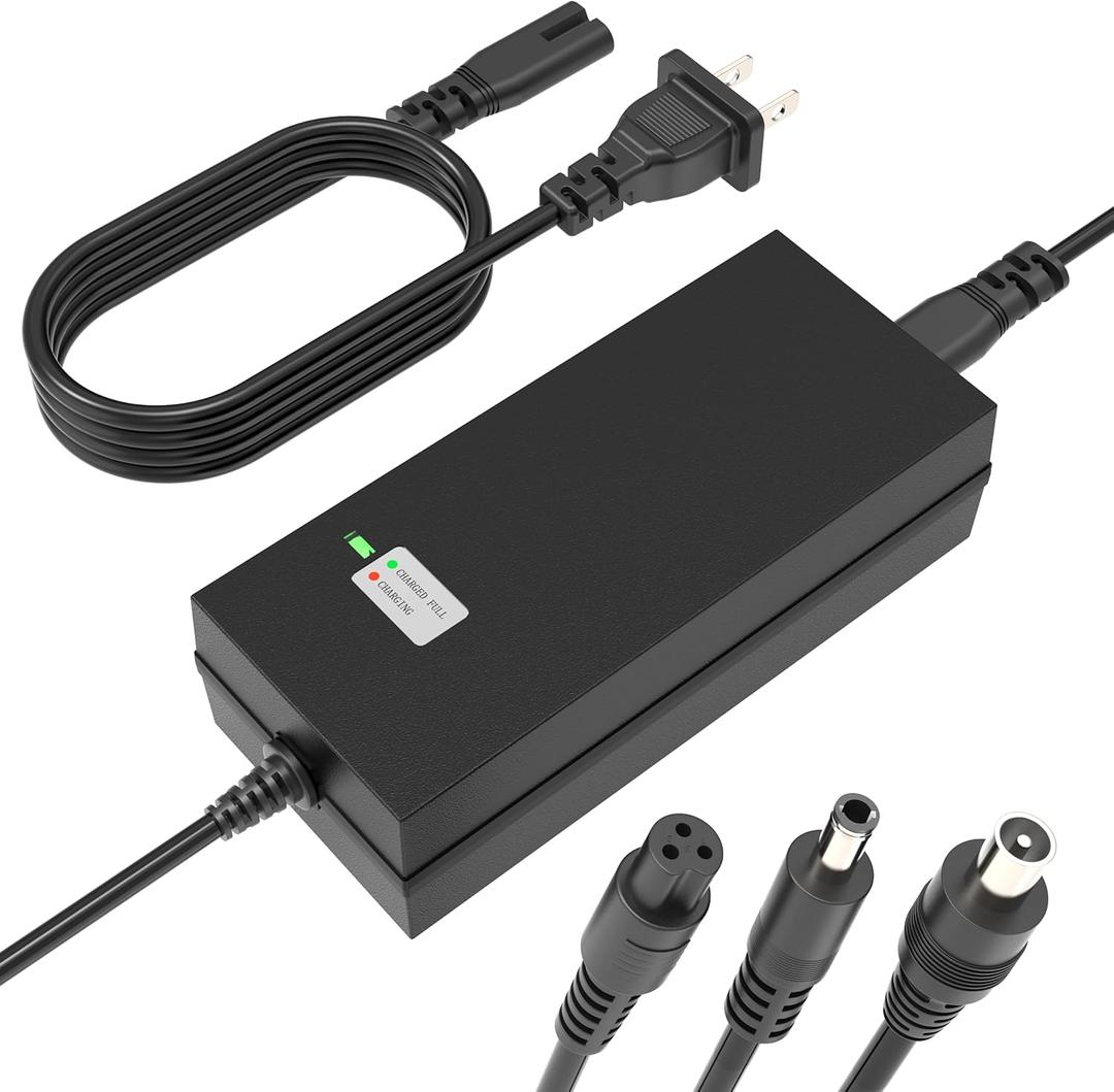 EVAPLUS 42V 2A Charger 3 Plugs(8mm 3-Prong, 5.5mm DC connectors and 8mm/0.31in one-Prong) Universal for 36V Lithium Battery