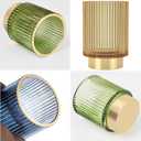 Makeup Brush Holder Organizer, Heavy Crystal Glass Brush Storage Holder, Vintage Cosmetic Make Up Bathroom Brushes Cup Pen Pencil Toothbrush Holder Striped Vase (Large (blue))