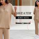 Ekouaer Lounge Sets for Women 2 Piece Pullover Sweater Set Knit Tops Wide Leg Pants Sweatsuits Casual Travel Outfits, Small