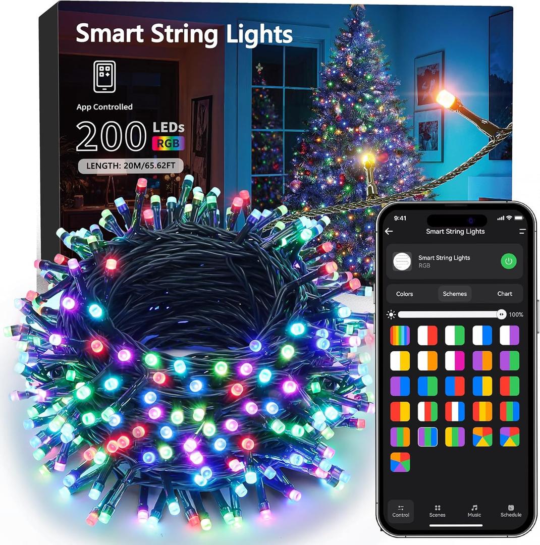 Brizled Smart Color Changing Christmas Lights, 66ft 200LED WiFi String Lights App Control, Dimmable Christmas Lights, RGB Xmas Tree Lights Work with Alexa & Google Home for Outdoor Indoor Party Decor