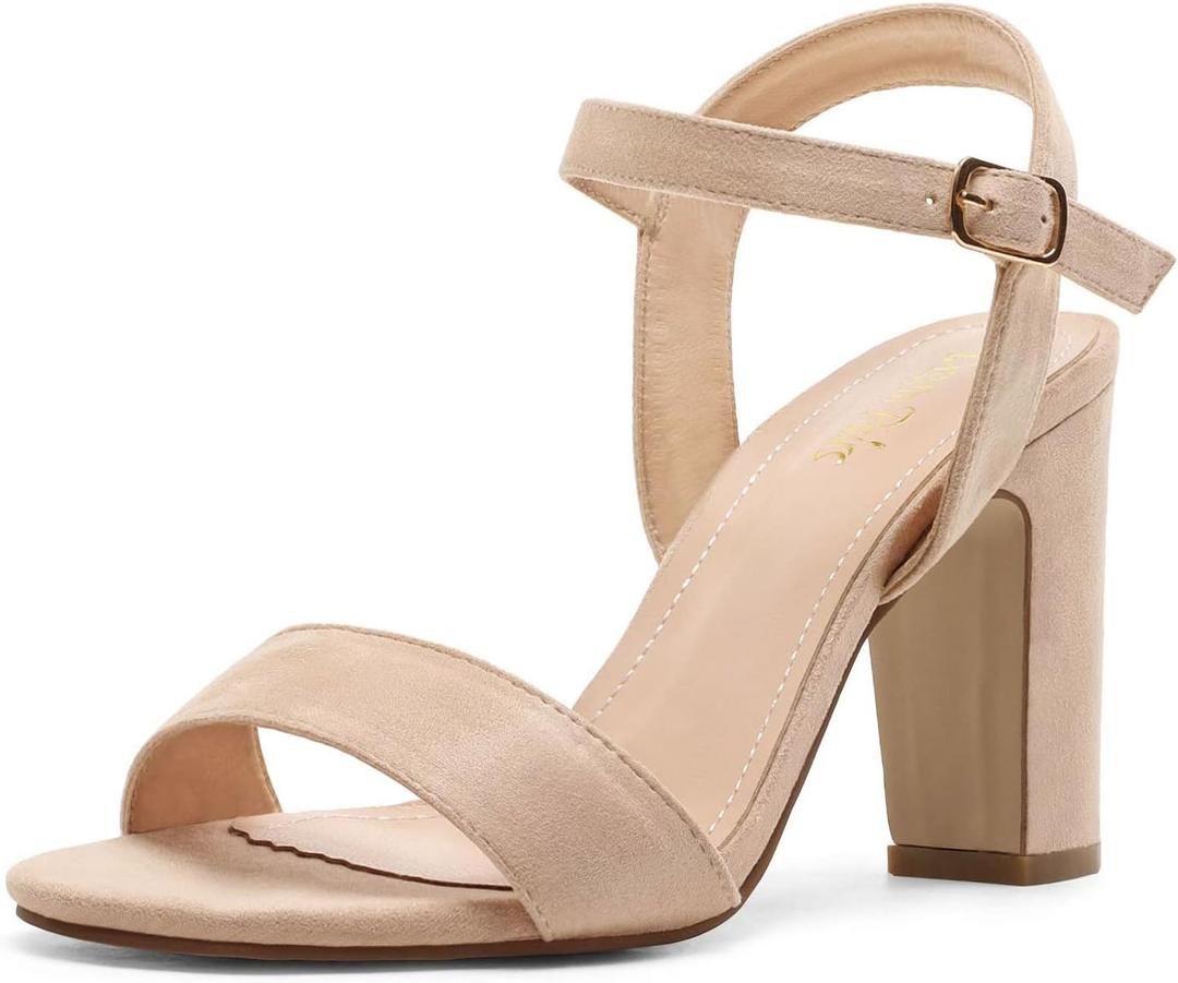 DREAM PAIRS Women's Chunky Heels Open Toe Ankle Strap High Block Comfy Dress Heel Sandals Pumps Shoes (Size 6)