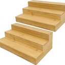 Spice Rack Organizer for Cabinet, Bamboo Spice Shelf 3 Tier Step for Cabinet & Countertop, Kitchen Pantry Storage for Seasonings, 2 Pack