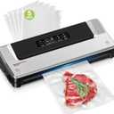 Bonsenkitchen Vacuum Sealer Machine | Compact Food Sealer for Kitchen Storage & Meal Prep | Multiple Modes | External Vacuum System | 5 Bags, Silver