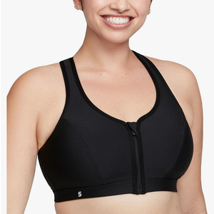 Glamorise Women's 34F Zip Up Front-Close Sports Bra Wirefree