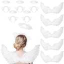Unittype 12 Pcs White Feather Angel Costumes Nativity Wings and Elastic Angel Headbands for Adults Christmas Mardi Gras Party