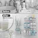 Liuoud 5 Pack Shower Caddy Organizer Rack Shelf for Inside Shower, Self Adhesive Bathroom Wall Storage Basket Rustproof Stainless Steel Large Capacity Shampoo Holder, Silver