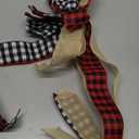 Christmas Tree Topper Large Buffalo Plaid Burlap Red and Black Gift Bow for Xmas Tree Handmade Holiday Party Decorations-13 x 29 Inch