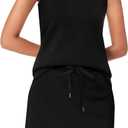 XIEERDUO Two Piece Skirt Sets for Women Summer Beach Vacation Outfits Mock Neck Tops Tennis Skirt Lounge Matching Sets (Medium, Black)