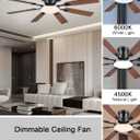 JSAITEE 60Inch Ceiling Fan with Lights and Remotes, Large Low Profile Flush Mount Ceiling Fans,DC Reversible Motor, 3CCT Dimmable,Noiseless,Dual Finish, Brown 6 Speeds Ceiling Fan for Indoor/Outdoor