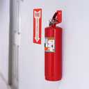 2 Pack Fire Extinguisher Holder and 4 Pieces Fire Extinguisher Sign Sticker, 20lb Fire Extinguisher Wall Hook Mount Bracket for Big and Small Fire Extinguishers, Indoors and Outdoors