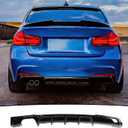 Rear Diffuser Fit for BMW 3 Series M Sport 328i/ 330i/ 330e/ F30/ F31 2013-2018 Accessories, M-Tech Dual Muffer Single Out Rear Bumper Lower Lip Splitter Exterior Part (Gloss Black)