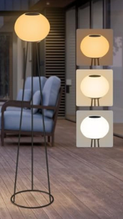 HvaJvny 1 Pack Solar Floor Lamp, Cordless Tripod Floor Lamp for Living Room, Rechargeable 3-Way Outdoor Floor Lamp for Patio, Garden, Yard