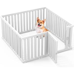 Plastic Dog Playpen for Indoor Outdoor, 11-Panel Portable Pet Fence, Puppy Playpen with Secure Locking Door Keep Pets Secure, Easy Assemble and Fold