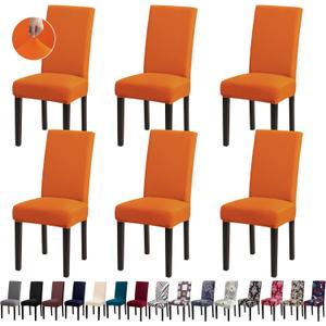 Chair Covers,Stretch Dining Room Chair Covers Set of 6, Removable Washable Kitchen Chair Covers for Dining Room 6 Pack, Dining Chair Slipcovers for Home, Hotel, Banquet, Orange