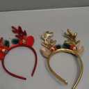 JOYIN 2 Pcs Golden & Red Reindeer Headbands with Glitters, Reindeer Antlers Decor with Cute Gold Bells, Christmas Hair Band Accessories for Adult and Kids for Holiday Party Cosplay