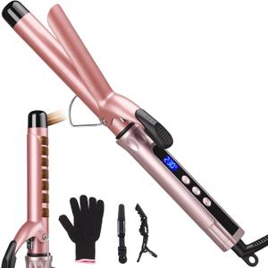 Hair Curling Wand 1Inch Curling Iron, Professional Ceramic Hair Curler Wand with Heat-Resistant Glove, Dual Voltage