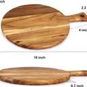 Acacia Wood Cutting Board with Handle Wooden Chopping Board Round Cutting Boards for Kitchen Decor Large Charcuterie Board Tray Teak Meat Cheese Board Bread Serving Platter Butcher Block Pizza Board