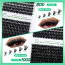 Lash Clusters Kit Eyelash Clusters Kit 1584pcs Cat Eye Lashes Extensions Pestaas Postizas Naturales+Lash Bond&Seal,Remover,Tweezers,Mascara Brush,Lash Shampoo(4 Boxes Kit-4)