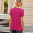 siliteelon Women Dressy Casual Blouses Short Sleeve Shirts V Neck Trendy Spring Clothes Vacation Boho Tops (Pink, S)