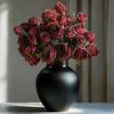 20pcs Artificial Roses Garden Style Silk Fake Rose Flowers Loose Natural Floral Bouquet Decorations for Valentine Wedding Anniversary Arrangement (Burgundy)